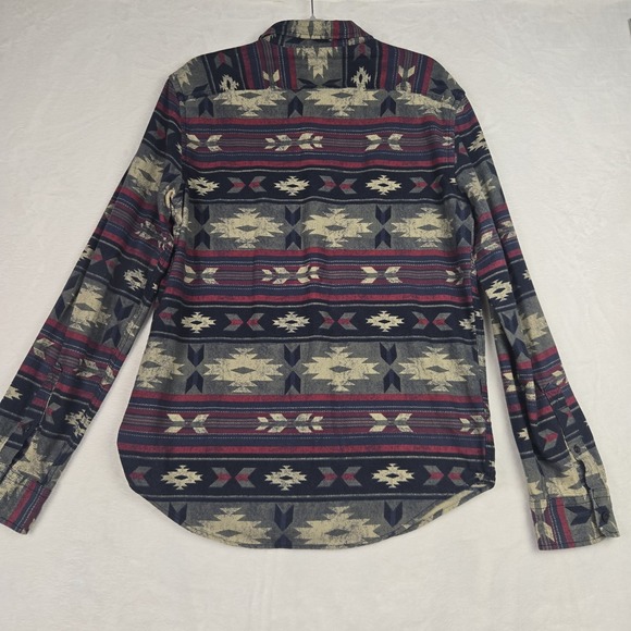 American Eagle Button Down Shirt Mens Medium Aztec Print Red Blue Classic Fit - Picture 8 of 8